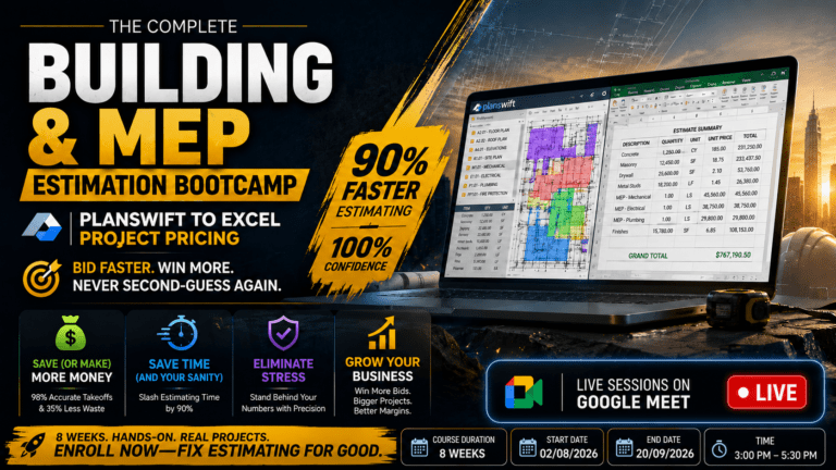 The Complete Building & MEP Estimation Bootcamp: PlanSwift to Excel Project Pricing